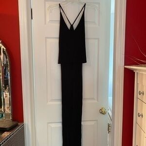 Topshop Black Fitted Jersey Knit Maxi Dress Size 2